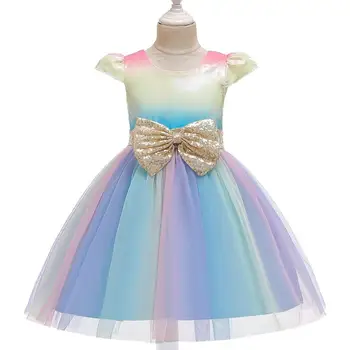 2019 Bamblys Vaikams, Kūdikių Mergaitės Suknelė Gėlių Vasarą Patogus Mezgimo Suknelė Princesė Petnešos Trumpomis Rankovėmis Drabužius