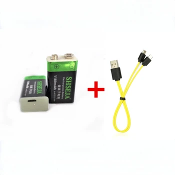 2vnt 1180mAh 9V įkraunama baterija, USB Li-ion baterija priemonė žaislas įkrovimo baterija (akumuliatorius su Micro USB įkrovimo kabelis