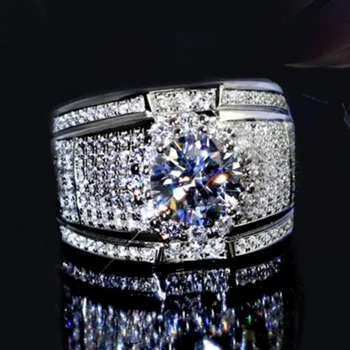 Prabangių Vyrų žiedas 925 Sterlingas sidabro AAAAA cz Dalyvavimas Vestuvių Juostoje Žiedai vyrams Šalies Piršto Papuošalai