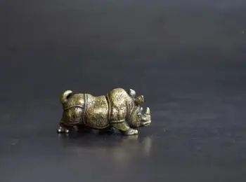 Kinija Rankų Darbo Senovinių Gyvūnų Raganosio Vario Statuette Amuletas Pakabukas