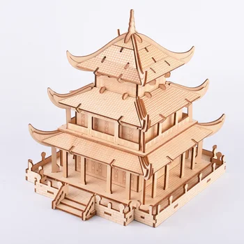 Didelio Tikslumo Lazerio Pjovimo Dėlionė 3D Mediniai Kinų Stiliaus Tema Modelis Dėlionės Žaidimas, Žaislai - Yueyang Bokštas