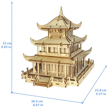 Didelio Tikslumo Lazerio Pjovimo Dėlionė 3D Mediniai Kinų Stiliaus Tema Modelis Dėlionės Žaidimas, Žaislai - Yueyang Bokštas
