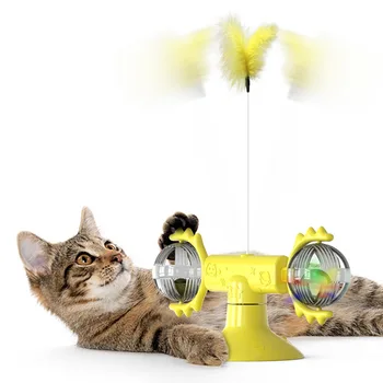 Vėjo malūnas Katė Žaislas Ratas Stick Įspūdį Sūkurinės Patefonu su Plunksna Kačiukas Interaktyvus Ball Žaislas, Žaisti, Žaidimas Pet Supplies