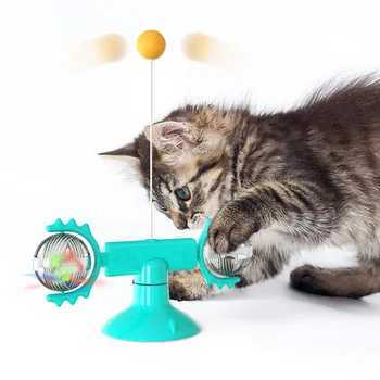 Vėjo malūnas Katė Žaislas Ratas Stick Įspūdį Sūkurinės Patefonu su Plunksna Kačiukas Interaktyvus Ball Žaislas, Žaisti, Žaidimas Pet Supplies