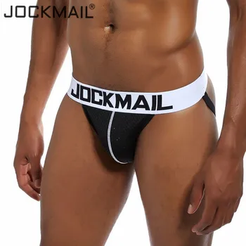 JOCKMAIL Prekės Karšto parduoti Seksualus Vyrų Apatiniai Thong Jockstrap Kvėpuojantis Akių Jock Dirželis Homme Slydimo Erotika String Gėjų Apatiniai