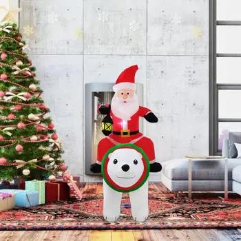 Baltasis Lokys, Pripučiamų Kalėdų 1.85 m Santa Claus Žirgais Polar Bear LED Purtant Galva Lėlės, Patalpų Lauko Sodo Kalėdos Apdaila