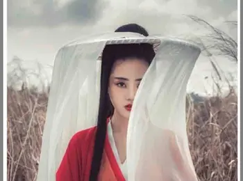 Kinų Senovės Derliaus Bžūp Moterų Hanfu Kepurę, Su Ilgu Šydas, Douli Skrybėlę Cosplay Prop Hanfu Kibirą Skrybėlės Balta Raudona Juoda Moterų