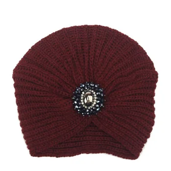 2016 Mados moterų žiemos šiltos kepurės metalo papuošalai Indija bžūp Turbaną skrybėlės moterų galvos wrap kašmyras šiltos kepurės Beanies