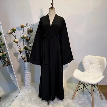 Karšto Parduoti Paprastas musulmonų Suknelė Sklandžiai, Šilkiniai Elegantiška, gryna spalva Ilgai Musulmonų Suknelės Moterims Kuklus Dėvėti Drabužiai EID rūbeliai F2078