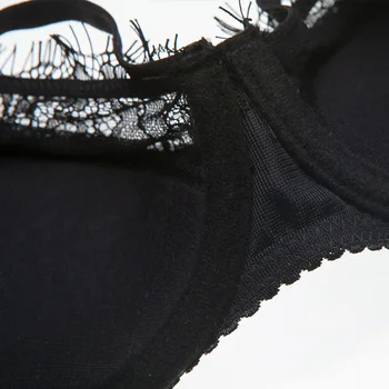 Mėlyna juoda plius dydžio plonos medvilnės taurės blakstienų moterų mados liemenėlės komplektai sexy satin apatinis trikotažas kostiumas push up nėrinių artimieji Bra & Trumpai
