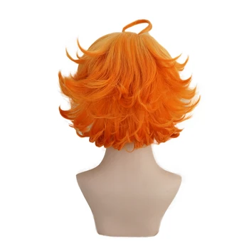 Pažadėjo Neverland Emma Orange Trumpas Perukas Cosplay Kostiumų Yakusoku no Neverland Karščiui Atsparių Sintetinių Plaukų Perukai + Perukas Bžūp