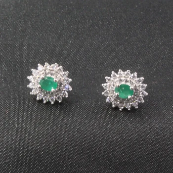 Apakinti smaragdas stud auskarai 3 mm*4 mm gamtos SI klasės smaragdo auskarai vestuvių kietas 925 sterlingas sidabro smaragdas papuošalai