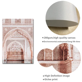 Maroko Arch Tapybos Islamo Kupranugarių Dykumoje Kraštovaizdžio Plakatas Sienos Menas Drobė Spausdinti Paprastumas Ir Moderni Namų Puošmena Nuotrauką