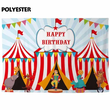 Allenjoy fotografijos fone karnavalas tema spalvinga baneriai gyvūnų Cirko laimingas gimtadienio photoshoot photobooths