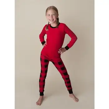 Kalėdų Šeimos Atitikimo Pižama Nustatyti Suaugusiųjų Vyrai Moterų Vaikai Raudonas Pledas Sleepwear Naujųjų Metų Tėvų-vaikų naktiniai drabužiai Šeimai Atrodo