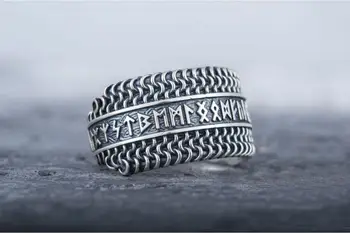 Dropshipping 316L Nerūdijančio plieno Odin Skandinavų Vikingų Amuletas Rune VYRŲ mados Žiedas žodžiai RETRO Žiedai, Papuošalai Žmogus, Dovanų OSR682