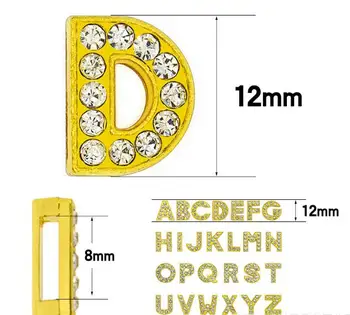 26pcs/daug 8mm A - Z visiškai cirkonio aukso skaidrių laišką tinka 8mm odos apyrankė naminių gyvūnėlių apykaklės 