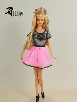 Naujas arrvial 5 Vnt. / daug Mados mergaitė Šalies Lėlės vakarinę Suknelę Drabužius Suknelė Barbie lėlės Nemokamas pristatymas