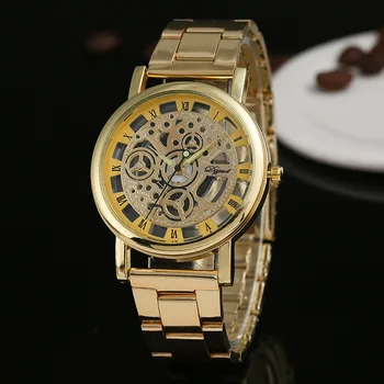 Prabangių Vyrų Aukso Laikrodžių Mados Kūrybos Laikrodžiai Tuščiaviduriai Skaidrus, Laikrodžiai, Nerūdijančio Plieno, Kvarcas, Mens Watches reloj hombre