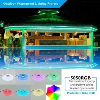 5050 LED Juosta RGB/RGBW 4in1 60LEDs/m IP68 300LEDs/Ritės,5meter/Ritės DC12V/24V Silikono Lauko Vandeniui CRI90,vonia Sodas