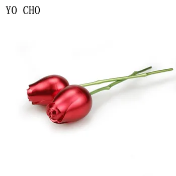 YO CHO Raudonųjų dirbtinių gėlių metalo rose kūrybos rožių dovanų dėžutės Valentino dienos dovana dirbtinių gėlių meilė raudona rožė-metį