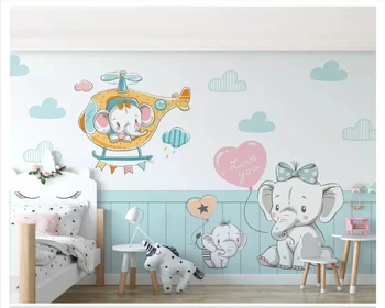 Beibehang Šilko tapetų Šiaurės šalių šiuolaikinio minimalistinio mažų šviežių dramblys vaikų kambario, miegamojo kambarį foną