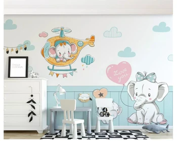 Beibehang Šilko tapetų Šiaurės šalių šiuolaikinio minimalistinio mažų šviežių dramblys vaikų kambario, miegamojo kambarį foną