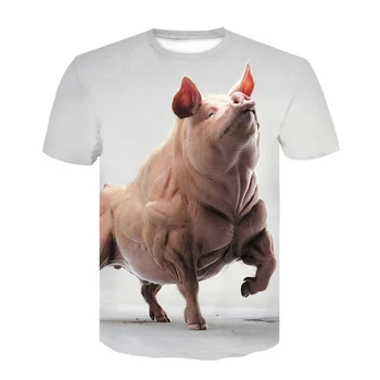 Naujovė 2019 Naujas Mados Brand T-shirt Vyrai/Moterys Vasarą gyvūnų kiaulių 3d Marškinėlius Spausdinti marškinėliai Topai Tees svetimas dalykų, juokingi marškinėliai