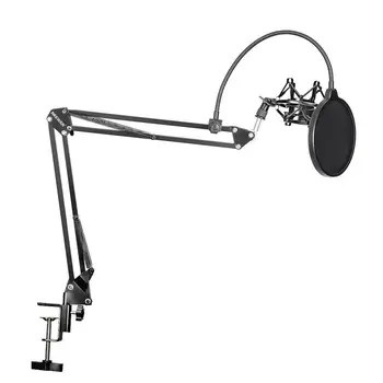 Neewer NB-35 Mikrofonas Pakabos Bumas Žirkliniai Svirtimi su Mic Įrašą Turėtojas ir Stalo Tvirtinimo Gnybtas & Pop Filtras Skydas