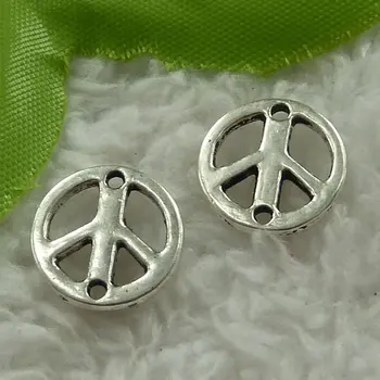 320 vienetų, antikvariniai sidabro taikos simbolis jungtys kaip 14mm #3317