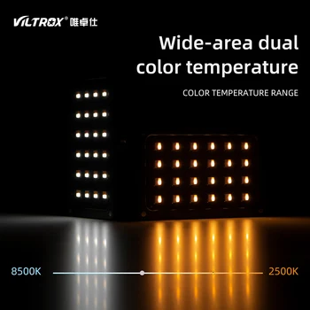 Viltrox RB08 Bi-color 2500K-8500K Mini Vaizdo LED Šviesos Nešiojamų Užpildyti Šviesos Built-in Baterija Telefono Kamera Fotografavimo Studija