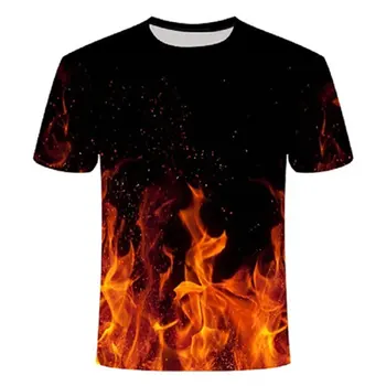 2020 metų vasaros atsitiktinis 3D spausdinimo liepsna meilė, T-marškinėliai, vyriški unisex trumparankoviai mados viršų O-kaklo, juoda T-shirt, didelis/mažas dydis