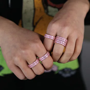 Visi aplink rožinė kubinių zirconia (cz amžinybės juosta kamino krovimas dalyvavimas rose gold juostoje, pirštų moterų žiedai