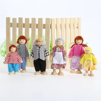2020 Naujų Džiaugsmingų Lėlės Šiltas Šeimos Miniatiūriniai 1 Komplektas Medinis, Šlifuota Lėlės Vaikams Apsimesti, Žaislai-pasakoja Apsirengęs Žaislas Vaikams Baby