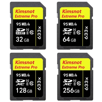 Kimsnot 633x 64GB SDXC Kortelė Atminties Kortelė 256 GB 128 GB 16GB 32GB SDHC SD Card High Speed 95mb/s UHS-1 DSLR Fotoaparatas