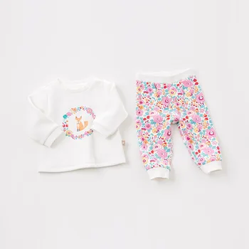 DBA8814 dave bella rudenį kūdikių unisex drabužių mados padengti drabužių rinkiniai mergaičių gražių ilgomis rankovėmis tinka vaikams spausdinti drabužiai