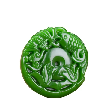 Kinijos Gamtos Green Jade Karpis Pakabukas Karoliai Ranka raižyti Žavesio Žadeito Papuošalų Mados Amuletas Dovanos Vyrams, Moterims
