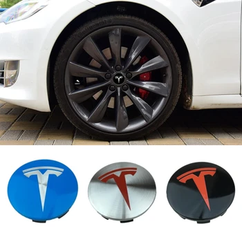 58MM Automobilių Ratų Dangtelis Stebulės gaubtai Tesla Ženklelis Roadster Modelio 3 S X Y Auto Apdaila, ABS Transporto priemonės Logotipą, Padangų Ratlankių Dangteliai Automobilių Stilius