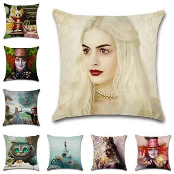 Katė Hatter karalienė animacinių filmų spausdinti lino poliesteris pagalvėlė padengti užvalkalas dekoracija namuose sofa-lova, kėdė vaikams mergina miegamasis dovana