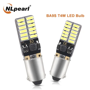 NLpearl 2x Signalo Lemputė BA9S T11 T4W 12V LED Lempos 24SMD 4014 Žetonų BA9S LED Automobilių Licenciją Plokštelės šviesos Interjero Skaityti Priešrūkiniai Žibintai