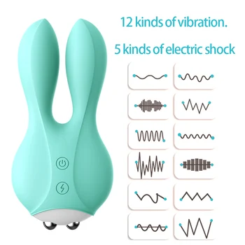 IKOKY Moterų Masturbacija Sekso Žaislas, skirtas Moterims, Vyrams Krūtų Klitorio Stimuliatorius Massager Vibratoriai Kiaušinių Elektros Smūgio Rabbit Vibratorius