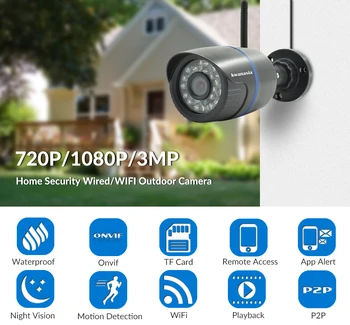 IP Kamera Wifi 3MP 1080P 720P ONVIF Belaidžio Laidinio P2P VAIZDO Kulka Lauko Apsaugos Kamera, Wi Fi IP CamHi Priežiūros Camara