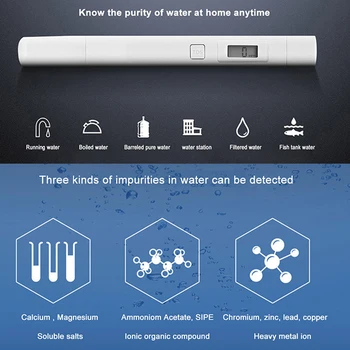 Naujas Originalus Xiaomi Mijia TDS Vandens Kokybės Matuoklis Bandymų Pen Nešiojamų Aptikimo Vandens Grynumą ir Kokybę Bandymų EB TDS-3 Testeris