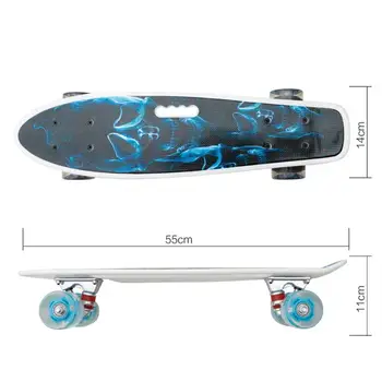 22Inch Vaikams, Paaugliams Cruiser Riedlentė Mini Plastiko Skate Board Penny Valdybos Retro Spausdinti Longboard Skate Su LED Šviesos Aukštyn Ratais