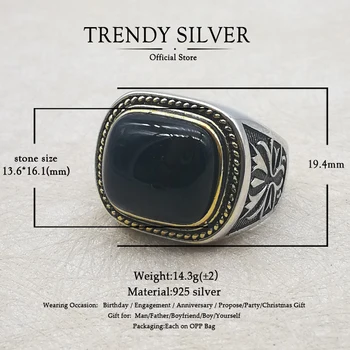 Sidabras 925 fine jewelry vyras žiedai vyrams, aksesuarai, turkis akmuo, natūralus juodas oniksas raudonas agatas MADINGA SIDABRINĖ TCR8019