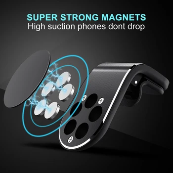 1pcs 360 Metalo Magnetinių Automobilinis Telefono Laikiklis Kalno Stovi Mobiliųjų iPhone Samsung Universaliųjų Automobilių Oro Angos Įrašą GPS Navigacijos juoda