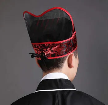 Suaugusių Vyrų Senovės Skrybėlę Kinų Tradicinė Šukuosena Hanfu Kepurę Šukuosena Geltona Raudona Kinijos Vintage Hat Cosplay Apranga Vyrams