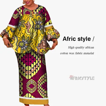 Dashiki afrikos suknelės moterims afrikos drabužiai moterims ilgomis rankovėmis suknelė medvilnės suknelė modelis WY5335