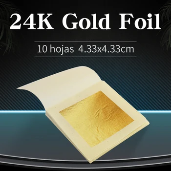 10vnt tikro Aukso Lapų Lakštai 24K Valgomieji Aukso Folijos Pyragas Apdaila Odos Priežiūros Gilding Meno Amatų Popieriaus 4.33x4.33cm Gryno Aukso Lapų