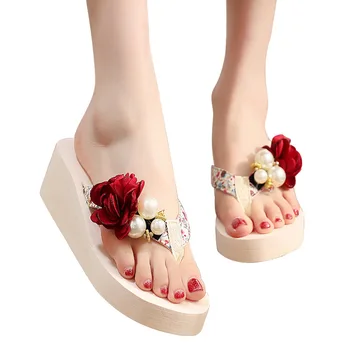 2020 Gėlių Bohemijos Stiliaus Šlepetės Moterims Vasaros bateliai moteris šlepetės patalpų zapatos de mujer Vasaros Moterų Fifo Sanda